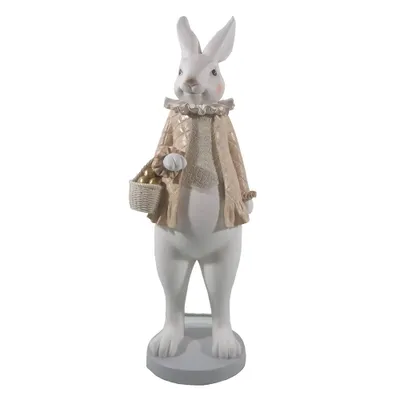 Produktbild von Clayre & Eef Figur Kaninchen 17x15x53 cm Weiß Goldfarbig Polyresin
