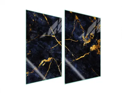 Immagine prodotto di Piastre copri fornelli 2 pezzi 35x52 Copri piano cottura in Vetroceramica tagliere in vetro marmo dorato