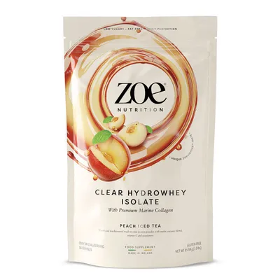 Immagine prodotto di zoe Clear Hydrowhey, 454 g - Peach Iced Tea