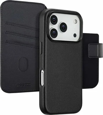 Image de Accezz Bibliothèque en cuir 2-en-1 avec MagSafe pour Apple iPhone 17 Pro - Noir Onyx