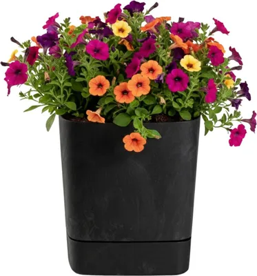 Immagine prodotto di HowHomely | Vaso per piante - Vaso da fiori con sottovaso - nero - 30x30 cm - in materiale riciclato - Coprivaso - Vaso per piante
