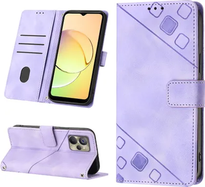 Produktbild von Hülle für Realme 10 Prägung Flip Leder Brieftasche Schutzhülle mit Ständer Lila