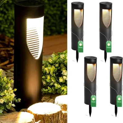 Produktbild von LUMILED 4er Set Solarlampen für Außen, Garten Solarleuchten mit IP44 Spritzwasserdicht, 4000K Neutralweiß, 600 mAh Akku, 8h Arbeitszeit Solar Gartenleuchte Deko für Pfad