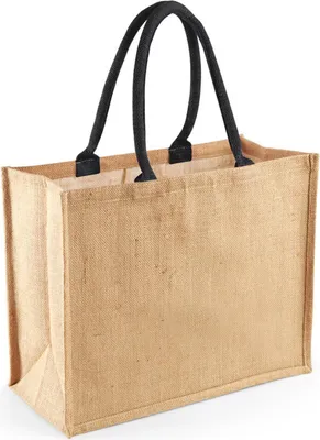 Produktbild von Westford Mill W407 | Classic Jute Shopper 42 x 33 x 19 cm - Farbe: Natural/Black - Größe: One Size