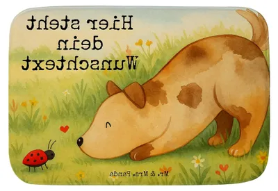 Produktbild von Badematte selbst gestalten mit Hund und Marienkäfer Design - Geschenk, Zuversicht, personalisierter Badvorleger, Mischlingshund, Hunde, Sprüche, Badteppich bedrucken, Positiv, Selbstliebe