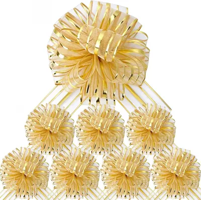 Productafbeelding van Organza trekstrikken 15 cm, 8 stuks, goud, voor cadeauverpakking