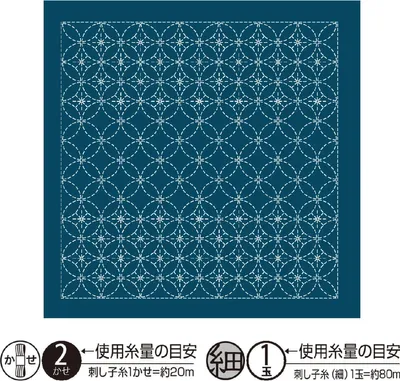 Produktbild von Olympus Sashiko Sampler (nur Stoff) "Hana Fukin (Navy) Shippoutsunagi Nagomi Series", Stoff bedruckt, 33x33cm, Hergestellt in Japan