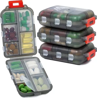Obrázok produktu pre balenie 4 tabliet 7 dní s 10 priehradkami Box na lieky 7 dní Muchengbao Grey