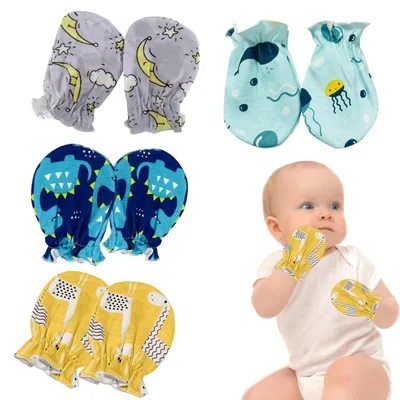 Produktbild von 4 Paar Baby Handschuhe Sommer Atmungsaktiv Baumwolle Fäustlinge 0-12 Monate