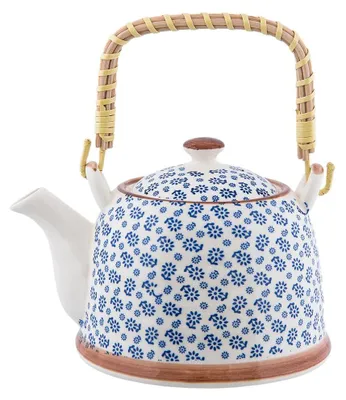 Immagine prodotto di Teiera Clayre & Eef con filtro 700 ml Fiori di Vetroceramica blu