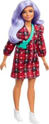 Produktbild von Barbie Fashionistas Puppe im karierten Kleid, Anziehpuppe, Modepuppe