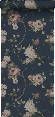 Obrázek produktu pro ESTAhome tapeta květinový vzor tmavě modrá a starorůžová - 139409 - 50 x 900 cm