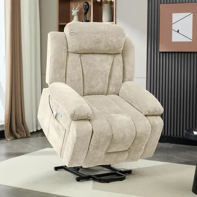 Produktbild von Merax Elektrischer Relaxsessel, Massagesessel mit 8-Punkt-Massa und Heizfunktion, Fernsehsessel mit Hebefunktion, Stoffsofa mit Staufach, Braun