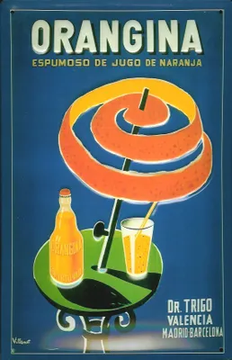 Produktbild von Blechschild Orangina Dr. Trigo Valencia Orangensaft retro Schild nostalgisches Werbeschild