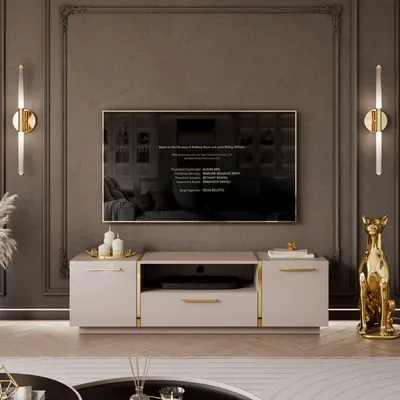 Productafbeelding van TV-kast ONYX, kasjmierlook, hoogglans, 158 cm, met handgrepen