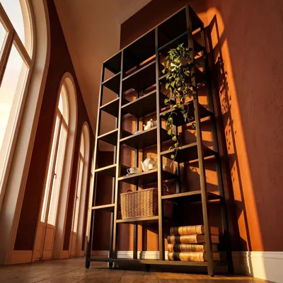Produktbild von Standregal, Bücherregal 202 cm, 7 Ebenen, Schwarz mit Holzmaserung | 30 x 100 x 202 cm, 18 offene Fächer, für Wohnzimmer Büro Schlafzimmer