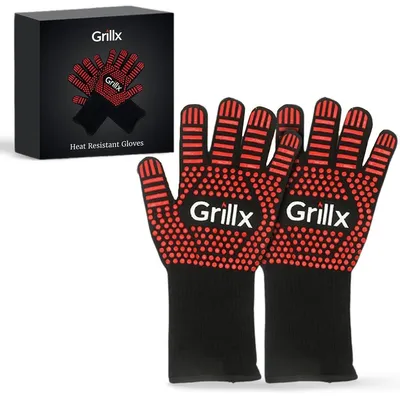 Immagine prodotto di Guanti resistenti al calore per barbecue – confezione da 2 – protezioni per mani resistenti a 500°C – accessori per Kamado