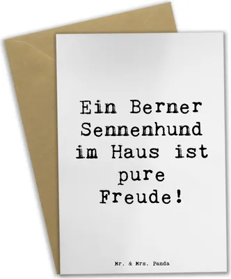 Produktbild von Mr. & Mrs. Panda Grußkarte Spruch Berner Sennenhund Freude - Weiß - Geschenk, weihnachtskarten, intelligente Hunderasse, sanftmütiger Hund, Bärenhund, Wachhund