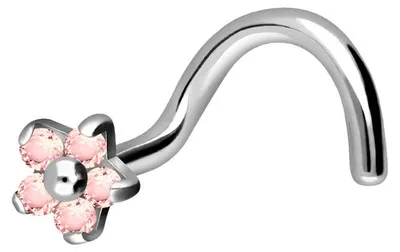 Produktbild von Nasenpiercing, Nasenstecker Titan Nasenstecker Spirale KRISTALLBLUME