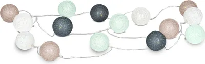 Produktbild von 15er Lichterkette Ø4cm LED Kugeln Girlande Lampions Baumwolle Grün Deko