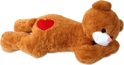 Produktbild von TE-Trend XXL Riesenteddy Geschenk Bär Teddybär Kuscheltier Plüsch Stoff Riesen Teddy 100cm liegend Herz Braun
