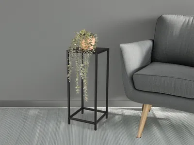 Produktbild von Beistelltisch viereckiger Couchtisch aus Metall Schwarz für Wohnzimmer Höhe 60cm