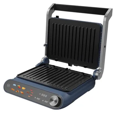 Obrázok produktu pre Kontaktný gril Nostro Lux NL51442P, 2200W, dotykový displej, nepriľnavé, pohyblivé platne, otváranie o 180°, modrý
