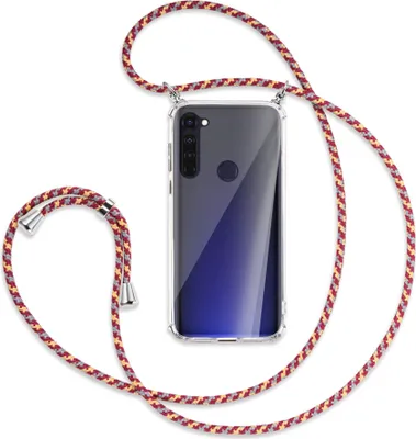Produktbild von Handykette Backcover-Schutzhülle mit Band (Metall silberfarben) für Motorola Moto G Pro, G Stylus - weinrot/gelb/grau