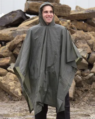 Produktbild von Olivgrüner, regensicherer Vinyl-Poncho Parabellum 50000