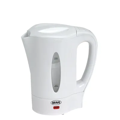 A white electric kettle is shown against a white background.