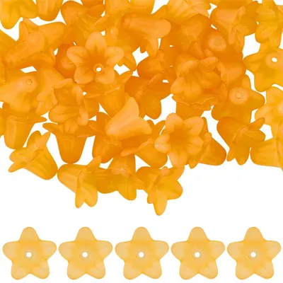 50 Acrylperlen Trompetform matt orange, Maiglöckchen, 3D, DIY