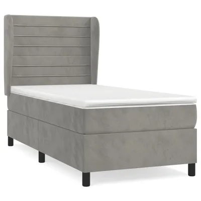 Productafbeelding van vidaXL Boxspringbed met matras, lichtgrijs, 100x200 cm, fluweel