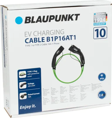 Produktbild von BLAUPUNKT Ladekabel E-Auto 16A/1Phase/Typ1->2/2m