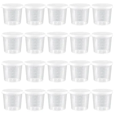 Produktbild von Messbecher mit Deckel, 20 Stück, transparent, 20 ml, Kunststoff, für Soßen & Flüssigkeiten