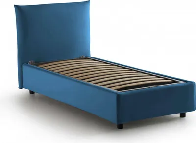 Produktbild von Einzelbett Dbeccar, Containerbett mit Stoffbespannung, 100%  Italy, Frontöffnung, passend für Matratze 80x190 cm, Blau