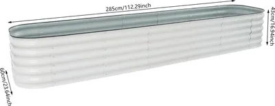 Obrázek produktu pro Vysoký záhon – květináč z pozinkované oceli – 2,85 m – velký – pro venkovní použití – pro zeleninu a květiny
