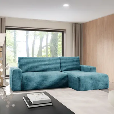 Immagine prodotto di Folgarida - Divano Letto con Penisola, 268x163 cm blu Petrolio, Contenitore