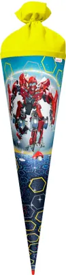 Produktbild von ROTH Schultüte groß Dynamic Robot 70 cm Folieneffekt rund Rot(h)-Spitze Filzverschluss Zuckertüte Schulanfang