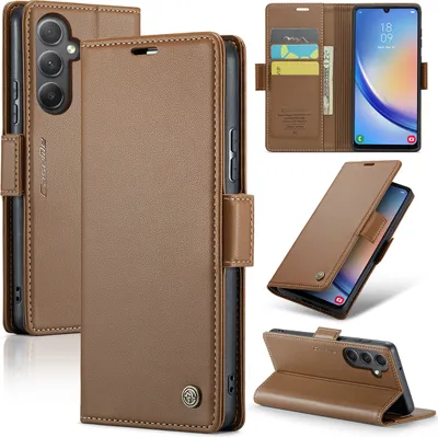 Produktbild von Galaxy A34 Hülle, Leder Brieftasche Kartenfach Schutzhülle mit Standfunktion für Samsung Galaxy A34 Braun