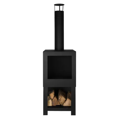 Immagine prodotto di Esschert Design Stufa per patio con deposito di legna nero FF410