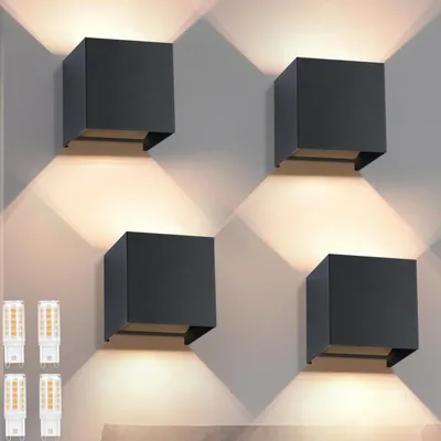 Obrázok produktu pre LED nástenná lampa vnútorná/exteriérová 4x G9 3000K teplá biela IP65 nastaviteľný uhol vyžarovania čierna