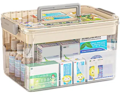 Produktbild von Tragbarer Medikamentenkoffer mit 2 Fächern, mit Griff, groß