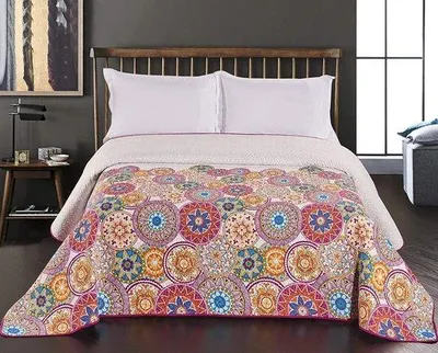 Productafbeelding van Famanu dekbedovertrek, omkeerbaar - polyester, paars en wit - 170x270 cm