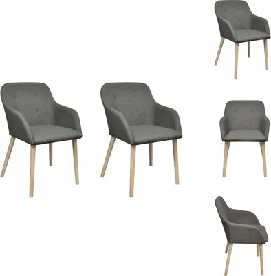 Produktbild von vidaXL Esszimmerstühle 2 Stk. Hellgrau Stoff und Massivholz Eiche -  Esszimmerstühle