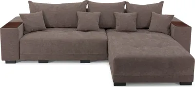 Produktbild von Universal-Ecksofa L-Form mit Schlaffunktion und Bettkasten, Stoff Braun ALLEN L