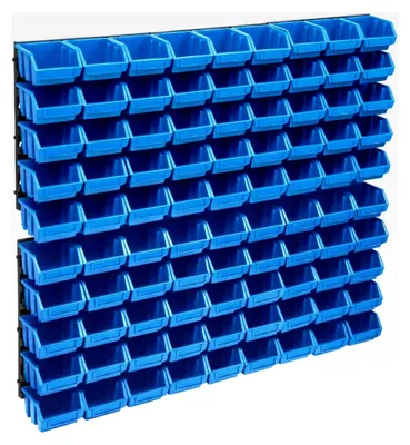 Produktbild von Organisationsset für Garage und Werkstatt mit 90 stapelbaren Boxen - Blau & Schwarz