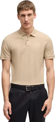 Produktbild von BOSS Polo kurzarm beige einfarbig Pallas Baumwolle