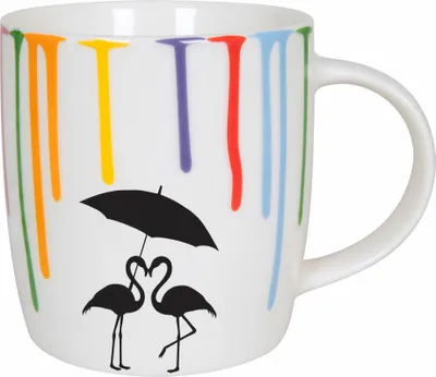 Produktbild von Könitz Becher Rainbowdrops - Flamingo, Tasse, Kaffeebecher, New Bone China, Bunt, 350 ml, 11 7 275 2651