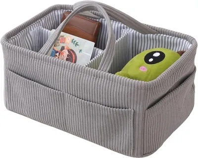 Immagine prodotto di Contenitore per pannolini - Organizzatore per bambini - Contenitore per la cameretta dei bambini - Maniglie robuste - 38 x 25 x 18 cm - Grigio