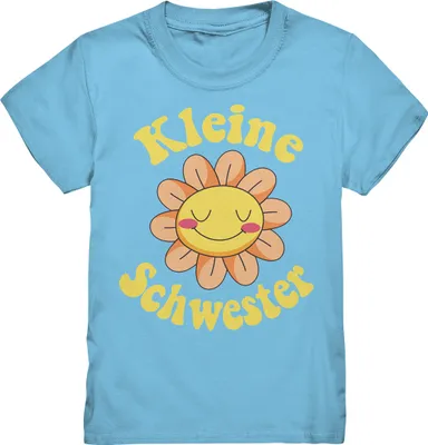 Produktbild von Kleine Schwester T-Shirt Blume Kleine Schwester Geschenk – Sky Blue / 98/104 (3-4)